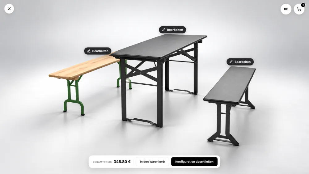 Configurateur d'ensemble de tables de brasserie