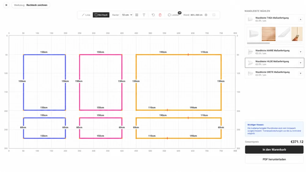 Configurateur de moulures murales